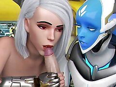 ashe & amp; echo twin sex oralny dla światła pion
