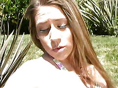 Cute Blonde Nicole Lounges In The Water Outside Before