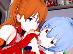 Asuka and Rei give a blojob in POV : Neon Genesis Evangelion 3D Hentai Parody