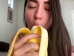 Deepthroating An Extra Large Banana Practicing For A Big Cock